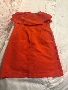 Women's Orange Mini Dress with Ruffle Collar